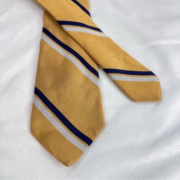 Handsome LAUREN RALPH LAUREN Yellow Gold Stripped Men’s Tie - Picture 4 of 5